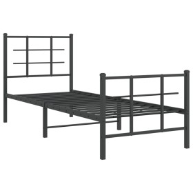 vidaXL Bettgestell mit Kopf- und Fußteil Metall Schwarz 75x190 cm