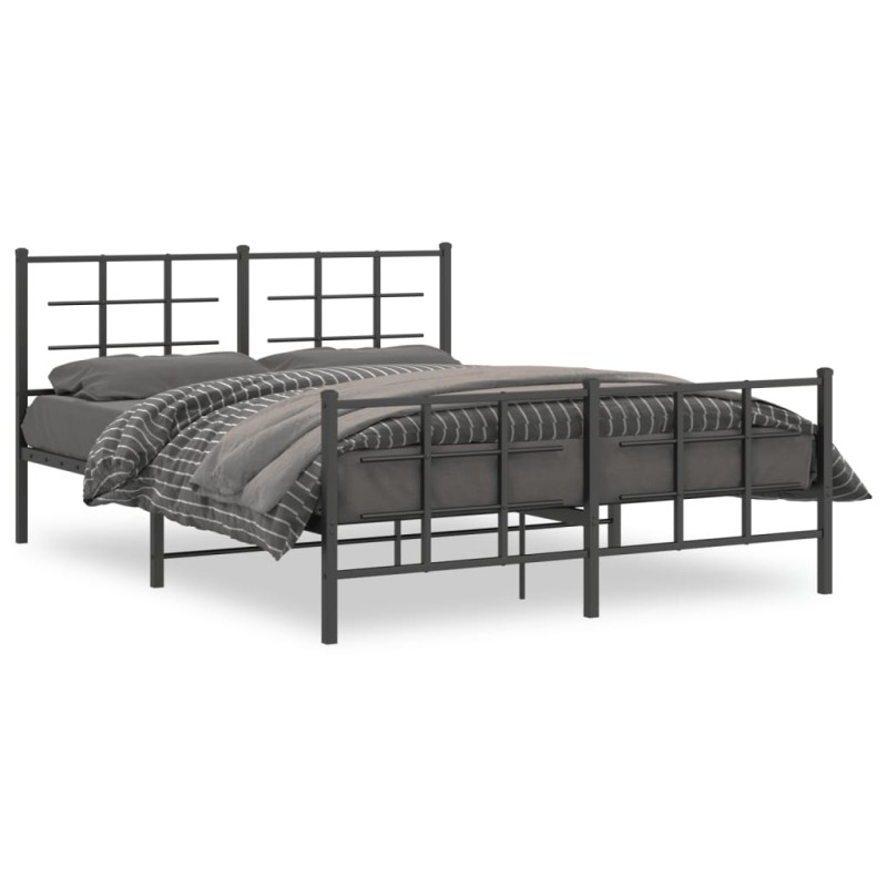 vidaXL Bettgestell mit Kopf- und Fußteil Metall Schwarz 150x200 cm vidaXL Bettgestell mit Kopf- und Fußteil Metall Schwarz 150x200 cm