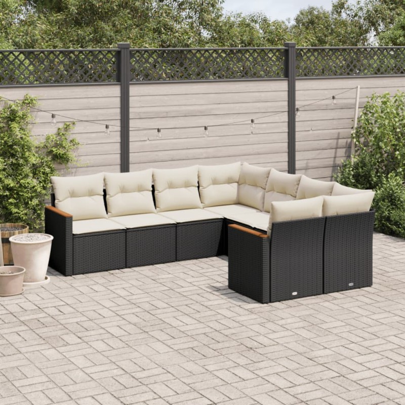 vidaXL 8-tlg. Garten-Sofagarnitur mit Kissen Schwarz Poly Rattan vidaXL 8-tlg. Garten-Sofagarnitur mit Kissen Schwarz Poly Rattan