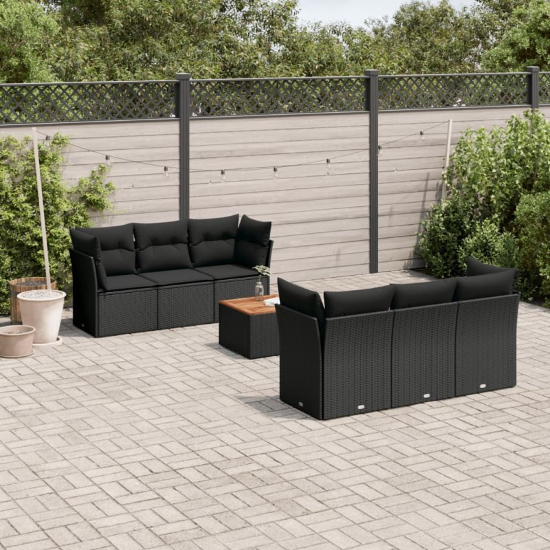 vidaXL 7-tlg. Garten-Sofagarnitur mit Kissen Schwarz Poly Rattan vidaXL 7-tlg. Garten-Sofagarnitur mit Kissen Schwarz Poly Rattan