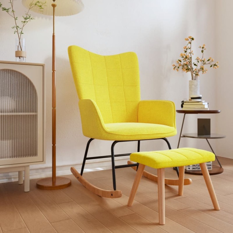 Schaukelsessel mit Hocker Senfgelb Stoff Schaukelsessel mit Hocker Senfgelb Stoff