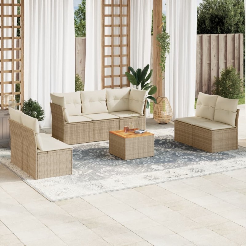 vidaXL 8-tlg. Garten-Sofagarnitur mit Kissen Beige Poly Rattan vidaXL 8-tlg. Garten-Sofagarnitur mit Kissen Beige Poly Rattan