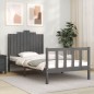 Massivholzbett mit Kopfteil Grau 100x200 cm Massivholzbett mit Kopfteil Grau 100x200 cm