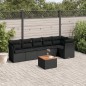 vidaXL 7-tlg. Garten-Sofagarnitur mit Kissen Schwarz Poly Rattan vidaXL 7-tlg. Garten-Sofagarnitur mit Kissen Schwarz Poly Rattan