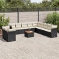 vidaXL 12-tlg. Garten-Sofagarnitur mit Kissen Schwarz Poly Rattan vidaXL 12-tlg. Garten-Sofagarnitur mit Kissen Schwarz Poly Rattan