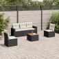 vidaXL 6-tlg. Garten-Sofagarnitur mit Kissen Schwarz Poly Rattan vidaXL 6-tlg. Garten-Sofagarnitur mit Kissen Schwarz Poly Rattan