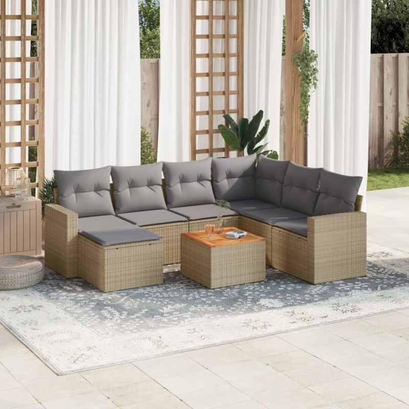 vidaXL 8-tlg. Garten-Sofagarnitur mit Kissen Beige Poly Rattan vidaXL 8-tlg. Garten-Sofagarnitur mit Kissen Beige Poly Rattan
