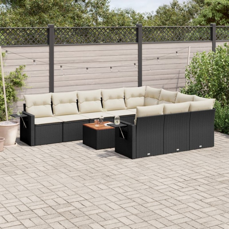 vidaXL 11-tlg. Garten-Sofagarnitur mit Kissen Schwarz Poly Rattan vidaXL 11-tlg. Garten-Sofagarnitur mit Kissen Schwarz Poly Rattan