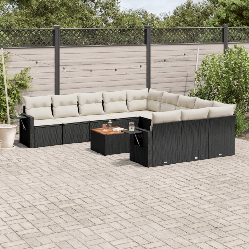 vidaXL 12-tlg. Garten-Sofagarnitur mit Kissen Schwarz Poly Rattan vidaXL 12-tlg. Garten-Sofagarnitur mit Kissen Schwarz Poly Rattan