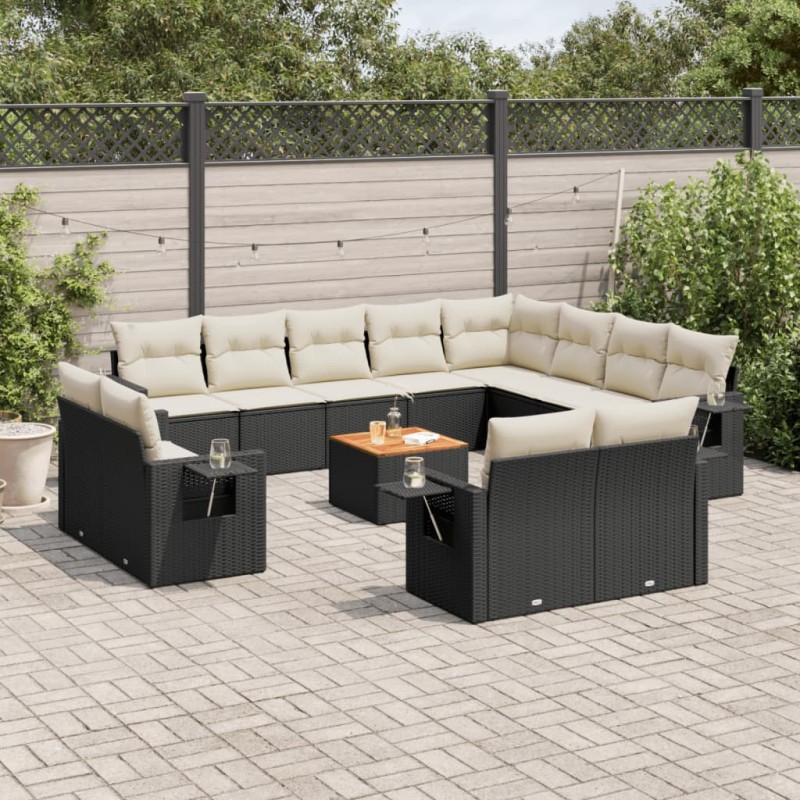 vidaXL 13-tlg. Garten-Sofagarnitur mit Kissen Schwarz Poly Rattan vidaXL 13-tlg. Garten-Sofagarnitur mit Kissen Schwarz Poly Rattan