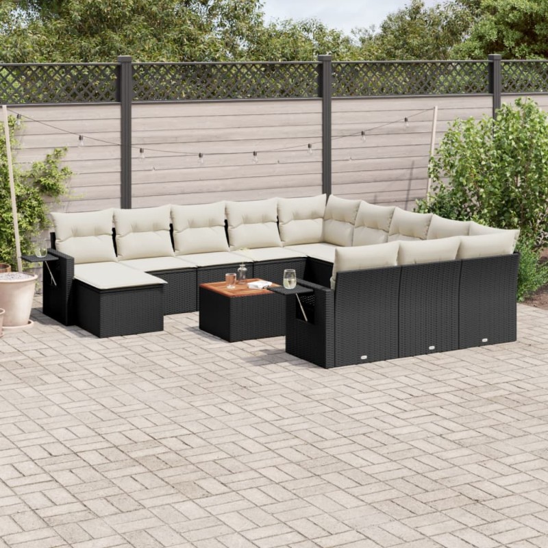 vidaXL 13-tlg. Garten-Sofagarnitur mit Kissen Schwarz Poly Rattan vidaXL 13-tlg. Garten-Sofagarnitur mit Kissen Schwarz Poly Rattan