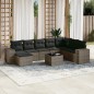 vidaXL 9-tlg. Garten-Sofagarnitur mit Kissen Grau Poly Rattan vidaXL 9-tlg. Garten-Sofagarnitur mit Kissen Grau Poly Rattan
