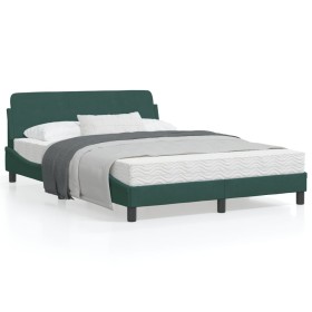 vidaXL Bettgestell mit Kopfteil Dunkelgrün 120x200 cm Samt