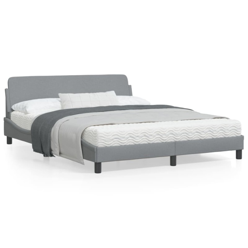 vidaXL Bettgestell mit Kopfteil Hellgrau 160x200 cm Stoff vidaXL Bettgestell mit Kopfteil Hellgrau 160x200 cm Stoff