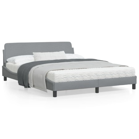 vidaXL Bettgestell mit Kopfteil Hellgrau 160x200 cm Stoff
