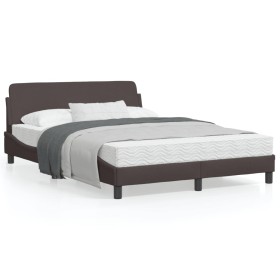 vidaXL Bettgestell mit Kopfteil Dunkelbraun 140x200 cm Stoff