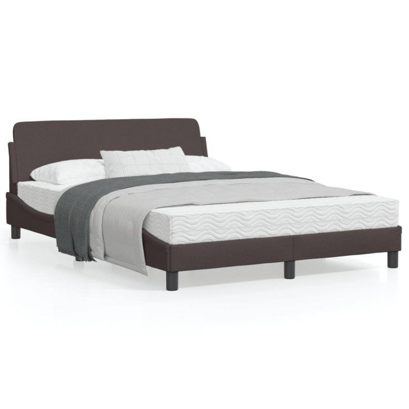 vidaXL Bettgestell mit Kopfteil Dunkelbraun 140x200 cm Stoff vidaXL Bettgestell mit Kopfteil Dunkelbraun 140x200 cm Stoff
