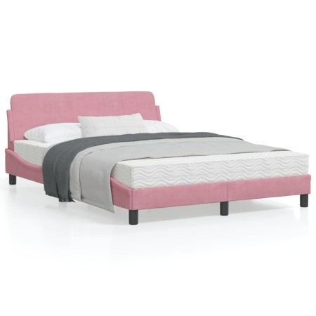 vidaXL Bettgestell mit Kopfteil Rosa 140x200 cm Samt