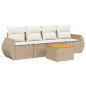 vidaXL 5-tlg. Garten-Sofagarnitur mit Kissen Beige Poly Rattan vidaXL 5-tlg. Garten-Sofagarnitur mit Kissen Beige Poly Rattan