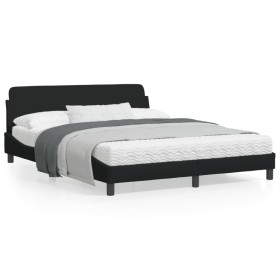 vidaXL Bettgestell mit Kopfteil Schwarz 160x200 cm Stoff