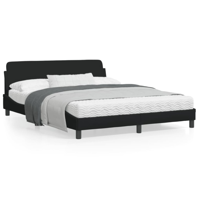 vidaXL Bettgestell mit Kopfteil Schwarz 160x200 cm Stoff vidaXL Bettgestell mit Kopfteil Schwarz 160x200 cm Stoff