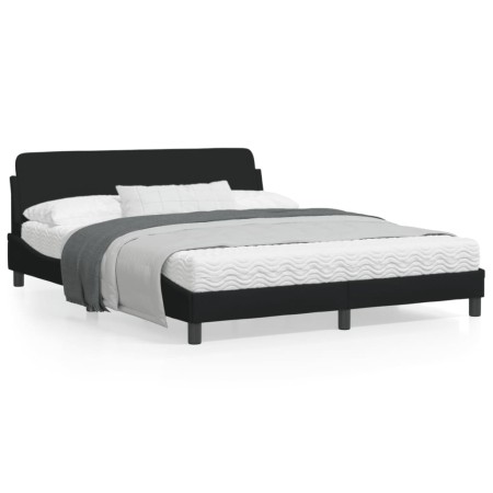 vidaXL Bettgestell mit Kopfteil Schwarz 160x200 cm Stoff