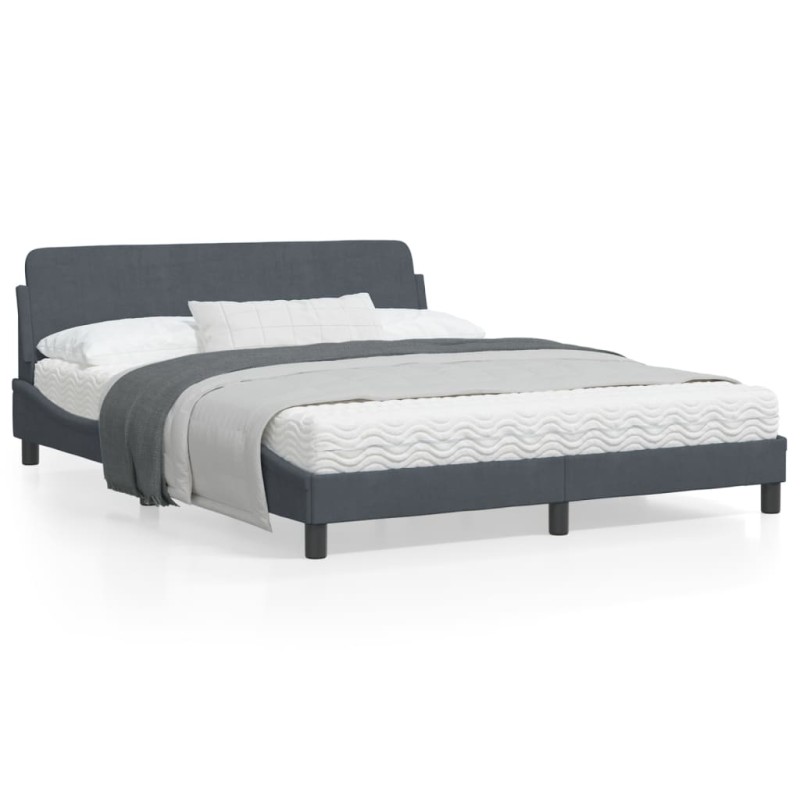 vidaXL Bettgestell mit Kopfteil Dunkelgrau 160x200 cm Samt vidaXL Bettgestell mit Kopfteil Dunkelgrau 160x200 cm Samt