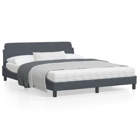 vidaXL Bettgestell mit Kopfteil Dunkelgrau 160x200 cm Samt