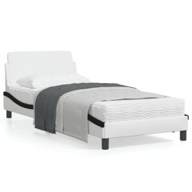 vidaXL Bettgestell mit Kopfteil Weiß und Schwarz 80x200 cm Kunstleder