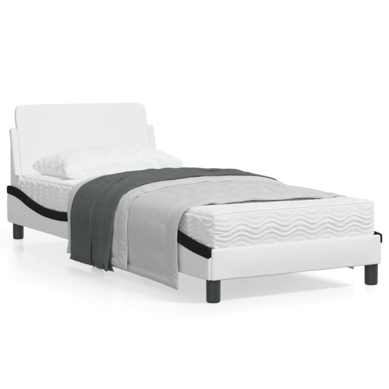 vidaXL Bettgestell mit Kopfteil Weiß und Schwarz 80x200 cm Kunstleder vidaXL Bettgestell mit Kopfteil Weiß und Schwarz 80x200 cm Kunstleder