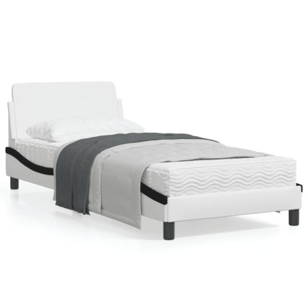 vidaXL Bettgestell mit Kopfteil Weiß und Schwarz 80x200 cm Kunstleder