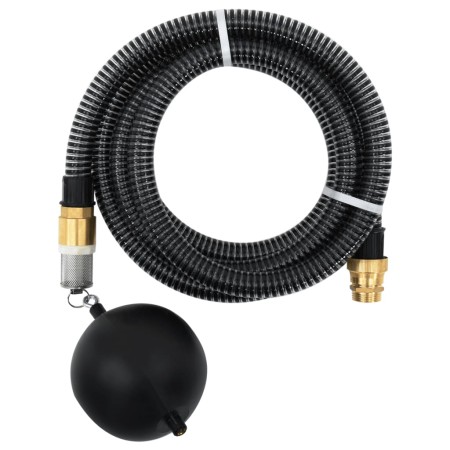 vidaXL Saugschlauch mit Messing-Anschlüssen Schwarz 1,1" 3 m PVC