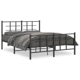 vidaXL Bettgestell mit Kopf- und Fußteil Metall Schwarz 135x190 cm