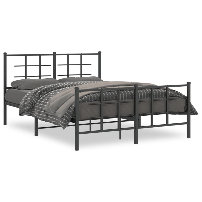 vidaXL Bettgestell mit Kopf- und Fußteil Metall Schwarz 135x190 cm vidaXL Bettgestell mit Kopf- und Fußteil Metall Schwarz 135x190 cm