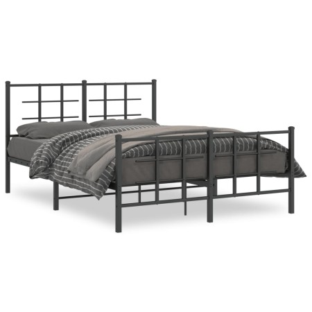 vidaXL Bettgestell mit Kopf- und Fußteil Metall Schwarz 135x190 cm