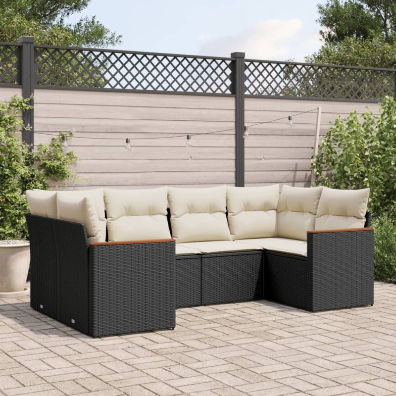 vidaXL 6-tlg. Garten-Sofagarnitur mit Kissen Schwarz Poly Rattan vidaXL 6-tlg. Garten-Sofagarnitur mit Kissen Schwarz Poly Rattan