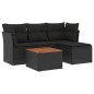 vidaXL 5-tlg. Garten-Sofagarnitur mit Kissen Schwarz Poly Rattan vidaXL 5-tlg. Garten-Sofagarnitur mit Kissen Schwarz Poly Rattan