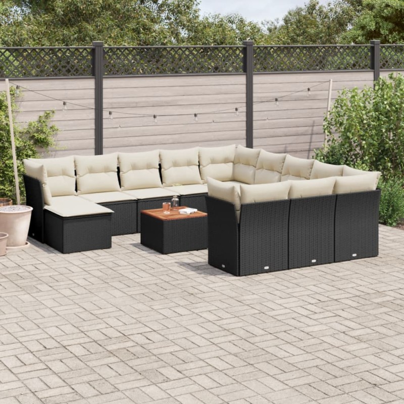 vidaXL 13-tlg. Garten-Sofagarnitur mit Kissen Schwarz Poly Rattan vidaXL 13-tlg. Garten-Sofagarnitur mit Kissen Schwarz Poly Rattan