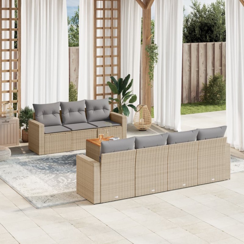 vidaXL 8-tlg. Garten-Sofagarnitur mit Kissen Beige Poly Rattan vidaXL 8-tlg. Garten-Sofagarnitur mit Kissen Beige Poly Rattan