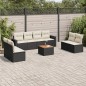 vidaXL 9-tlg. Garten-Sofagarnitur mit Kissen Schwarz Poly Rattan vidaXL 9-tlg. Garten-Sofagarnitur mit Kissen Schwarz Poly Rattan