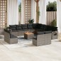vidaXL 14-tlg. Garten-Sofagarnitur mit Kissen Grau Poly Rattan vidaXL 14-tlg. Garten-Sofagarnitur mit Kissen Grau Poly Rattan