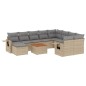 vidaXL 11-tlg. Garten-Sofagarnitur mit Kissen Beige Poly Rattan vidaXL 11-tlg. Garten-Sofagarnitur mit Kissen Beige Poly Rattan