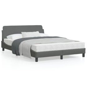vidaXL Bettgestell mit Kopfteil Dunkelgrau 120x200 cm Stoff