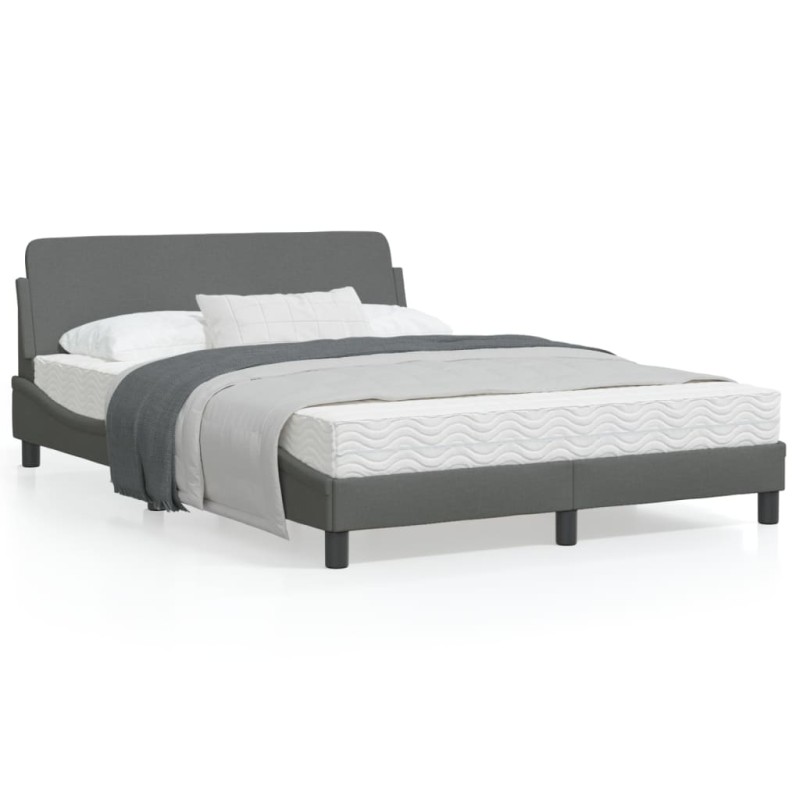 vidaXL Bettgestell mit Kopfteil Dunkelgrau 120x200 cm Stoff vidaXL Bettgestell mit Kopfteil Dunkelgrau 120x200 cm Stoff