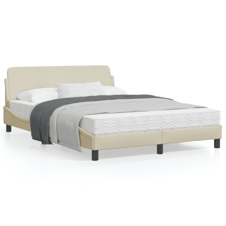 vidaXL Bettgestell ohne Matratze Creme 140x200 cm Stoff