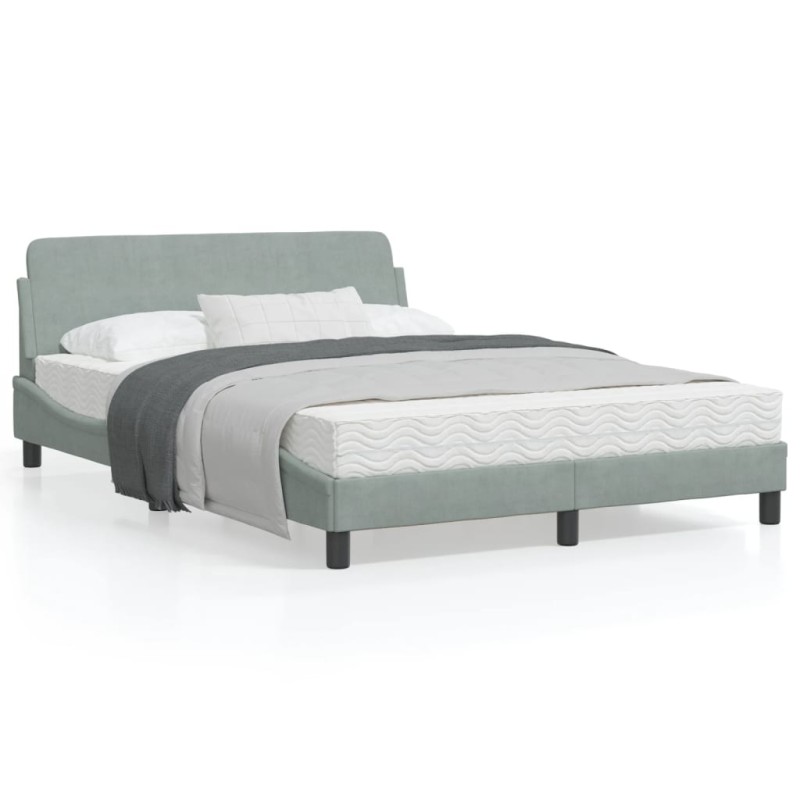 vidaXL Bettgestell ohne Matratze Hellgrau 140x200 cm Samt vidaXL Bettgestell ohne Matratze Hellgrau 140x200 cm Samt