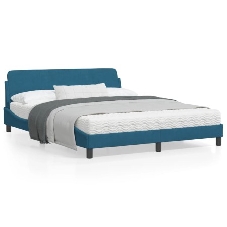 vidaXL Bettgestell mit Kopfteil Blau 160x200 cm Samt