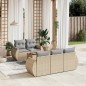 vidaXL 6-tlg. Garten-Sofagarnitur mit Kissen Beige Poly Rattan vidaXL 6-tlg. Garten-Sofagarnitur mit Kissen Beige Poly Rattan