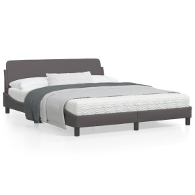 vidaXL Bettgestell mit Kopfteil Grau 160x200 cm Kunstleder