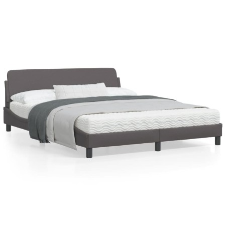 vidaXL Bettgestell mit Kopfteil Grau 160x200 cm Kunstleder